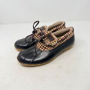 Sperry Duck Shoes Plaid Low Top Rain Boots Fleece Lined Size 9 Fisherman